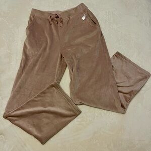 House of Harlow 1960 Velour Wide Leg Lounge Pants S Mauve Taupe Y2K Luxe Blush